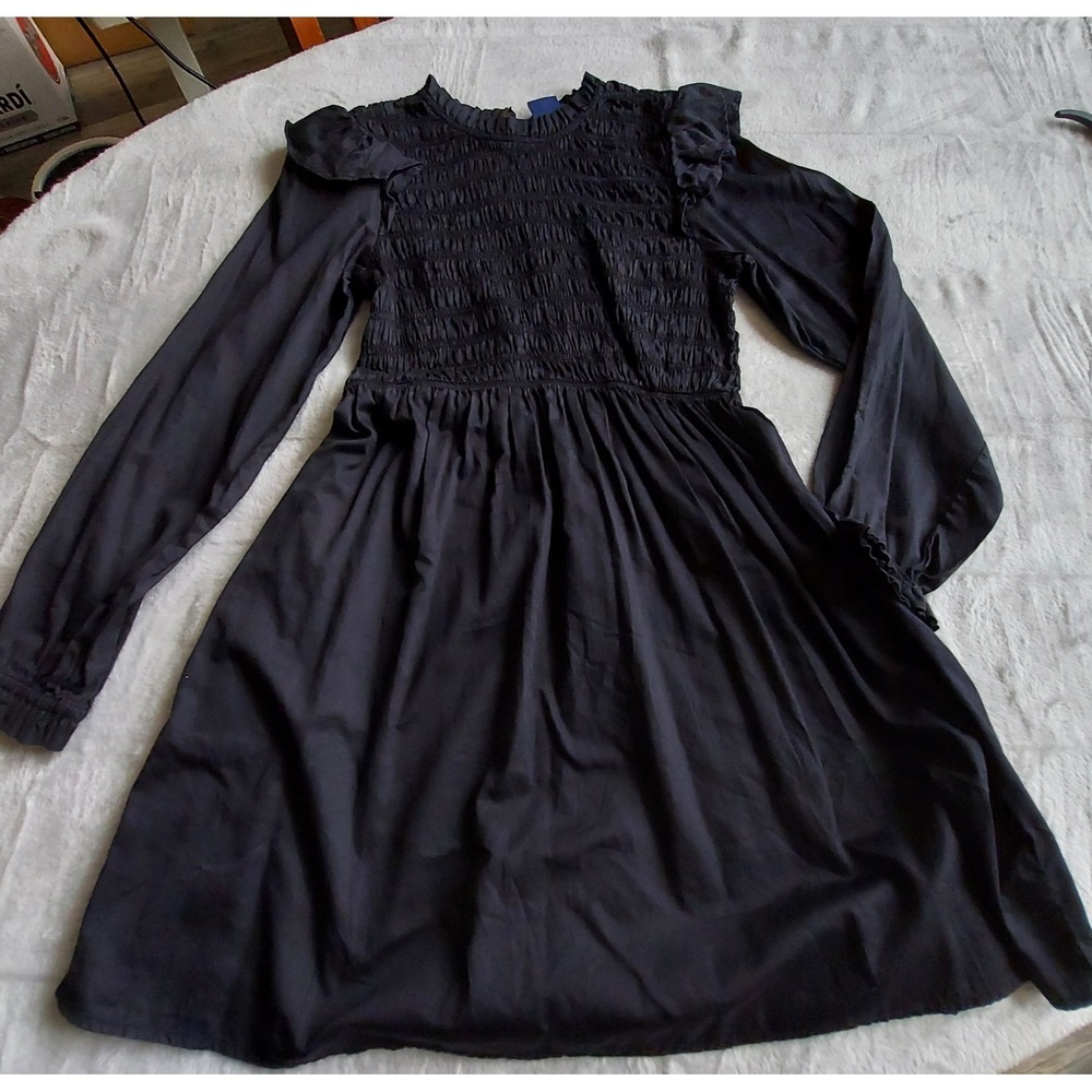 GAP Womens Dress S Smocked Ruffle Gothic Witchy Vampy Grunge Goth Cottagecore - Picture 3 of 14